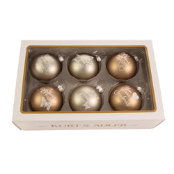 Kurt Adler 80MM Country Home Sentiment Glass Ball Ornaments, 6-Piece Box