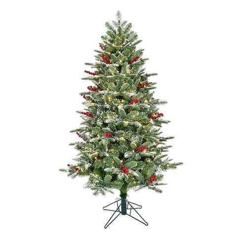 Kurt Adler 5-Foot Instant Connect Pre-Lit Dual-Color LED Flocked Breckenridge Tree