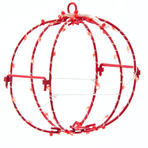 Kurt Adler 6-Inch Red LED Clear Wire Foldable Metal Sphere
