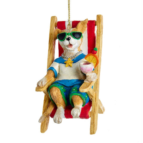 Kurt Adler Dog In Beach Chair Ornament (Set of 12)