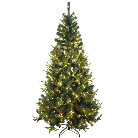 Kurt Adler 7-Foot Pre-Lit Sierra Green Tree PVC and PE Christmas Tree